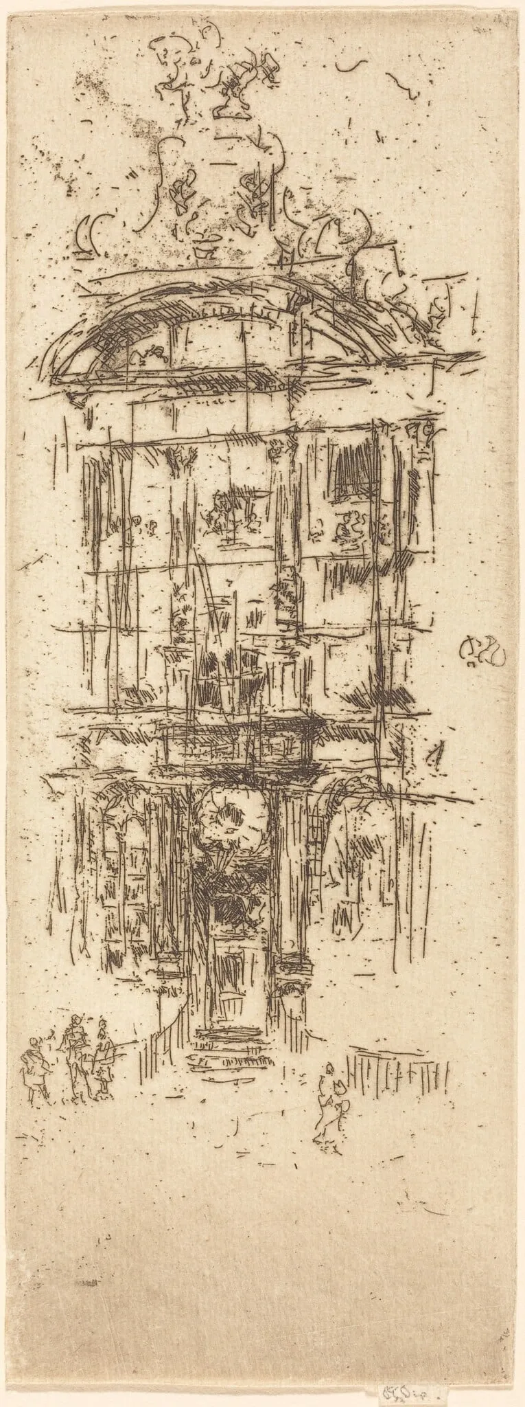 Gold-House, Brussels, by James McNeill Whistler, ink, 1887