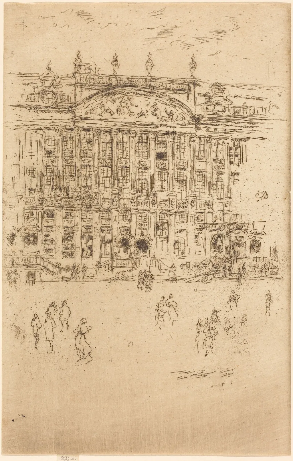 Grand' Place, Brussels, by James McNeill Whistler, ink, 1887