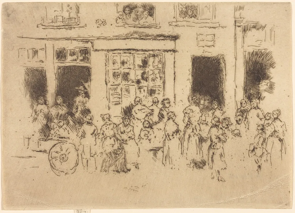 High Street, Brussels, by James McNeill Whistler, ink, 1887