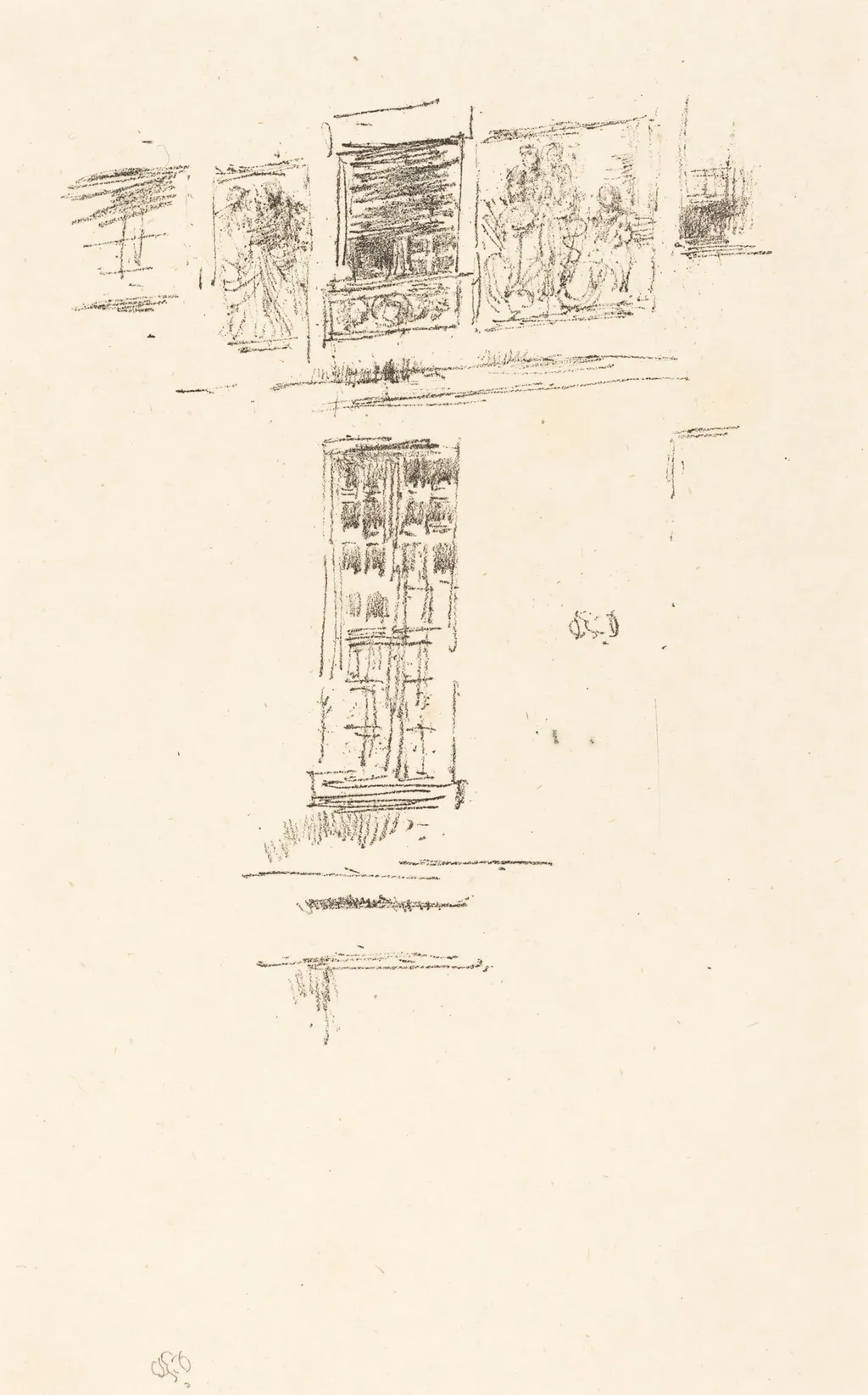 Hôtel Colbert, Windows, by James McNeill Whistler, ink, 1891