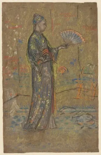 Japanese Woman Painting a Fan (recto), by James McNeill Whistler