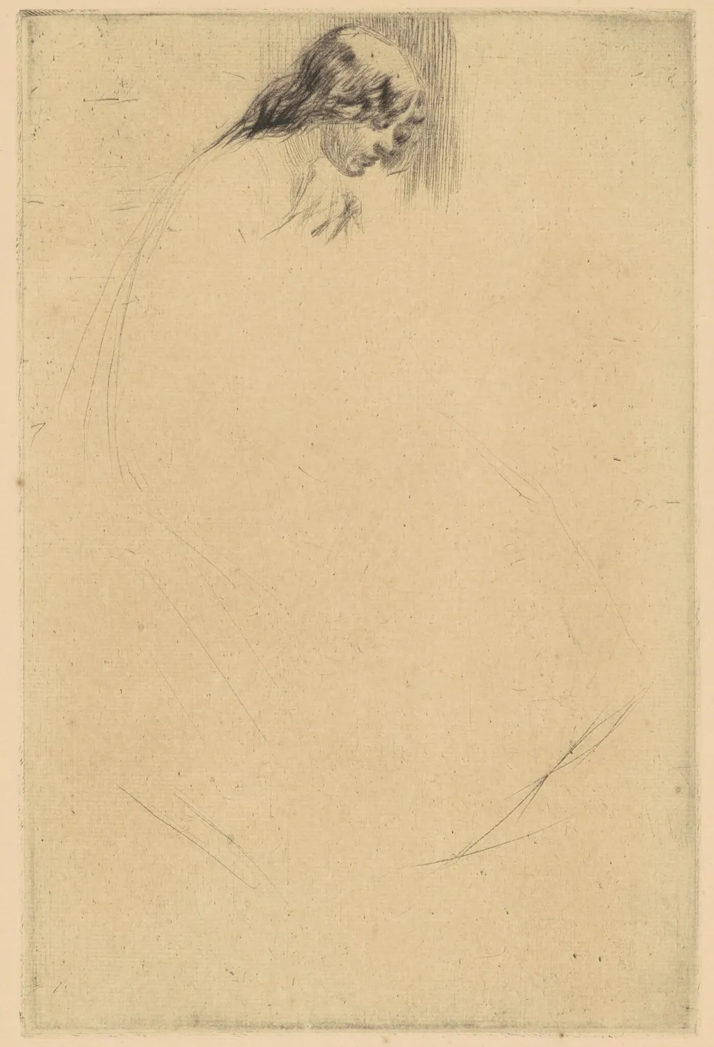 Jo's Bent Head, by James McNeill Whistler, ink, 1861