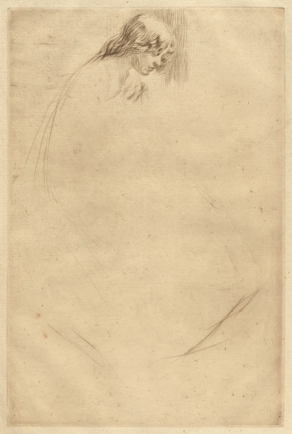 Jo's Bent Head, by James McNeill Whistler, ink, 1861