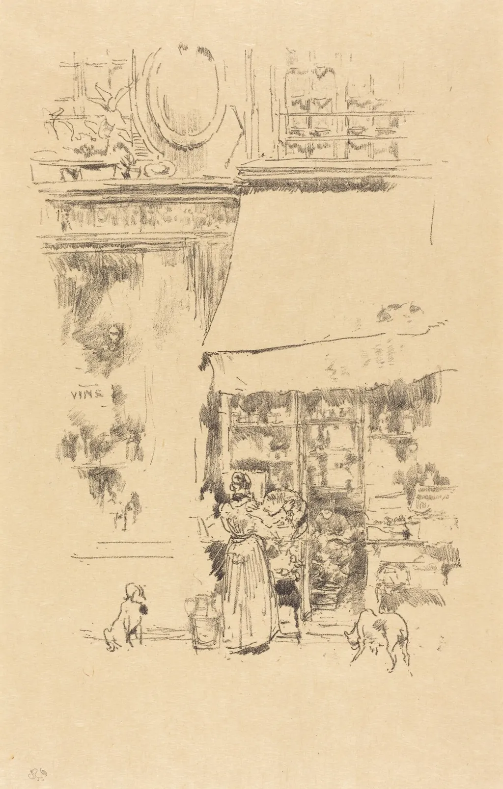 La Fruitière de la rue de Grenelle, by James McNeill Whistler, ink, 1894