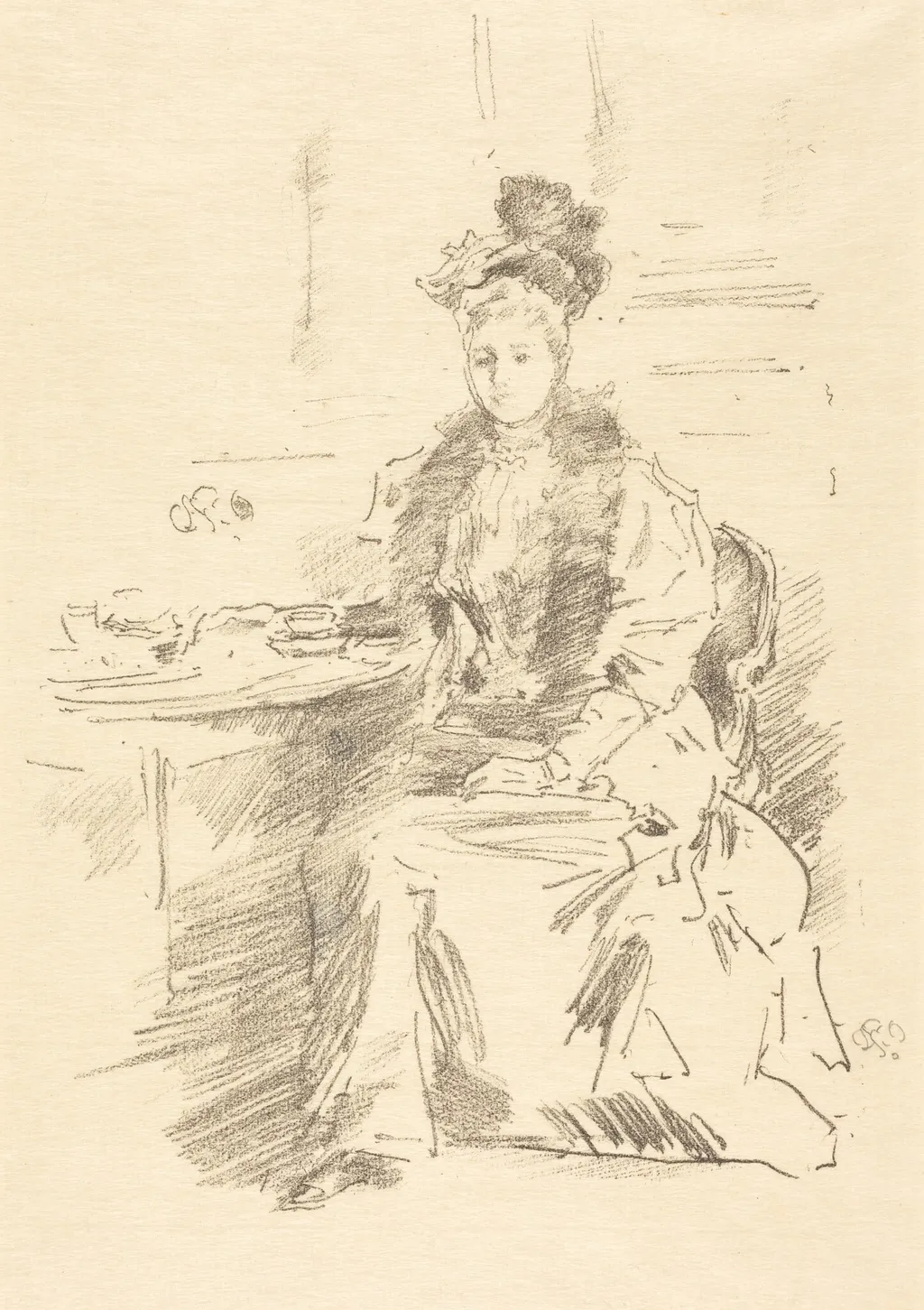 La Jolie New Yorkaise, by James McNeill Whistler, ink, 1894