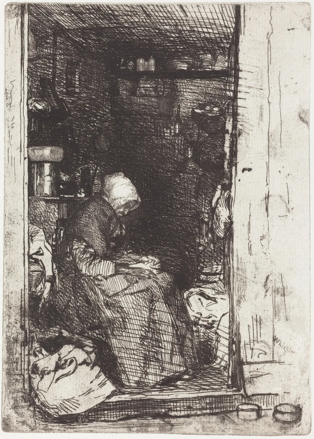 La Vieille aux Loques, by James McNeill Whistler, ink, 1858