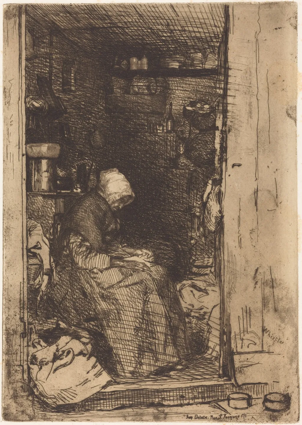 La Vieille aux Loques, by James McNeill Whistler, ink, 1858