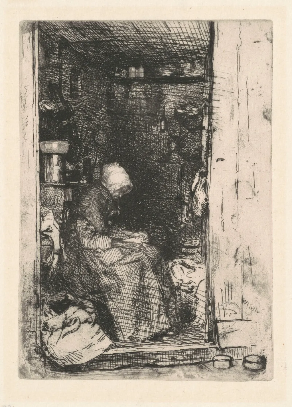 La Vieille aux Loques, by James McNeill Whistler, ink, 1858
