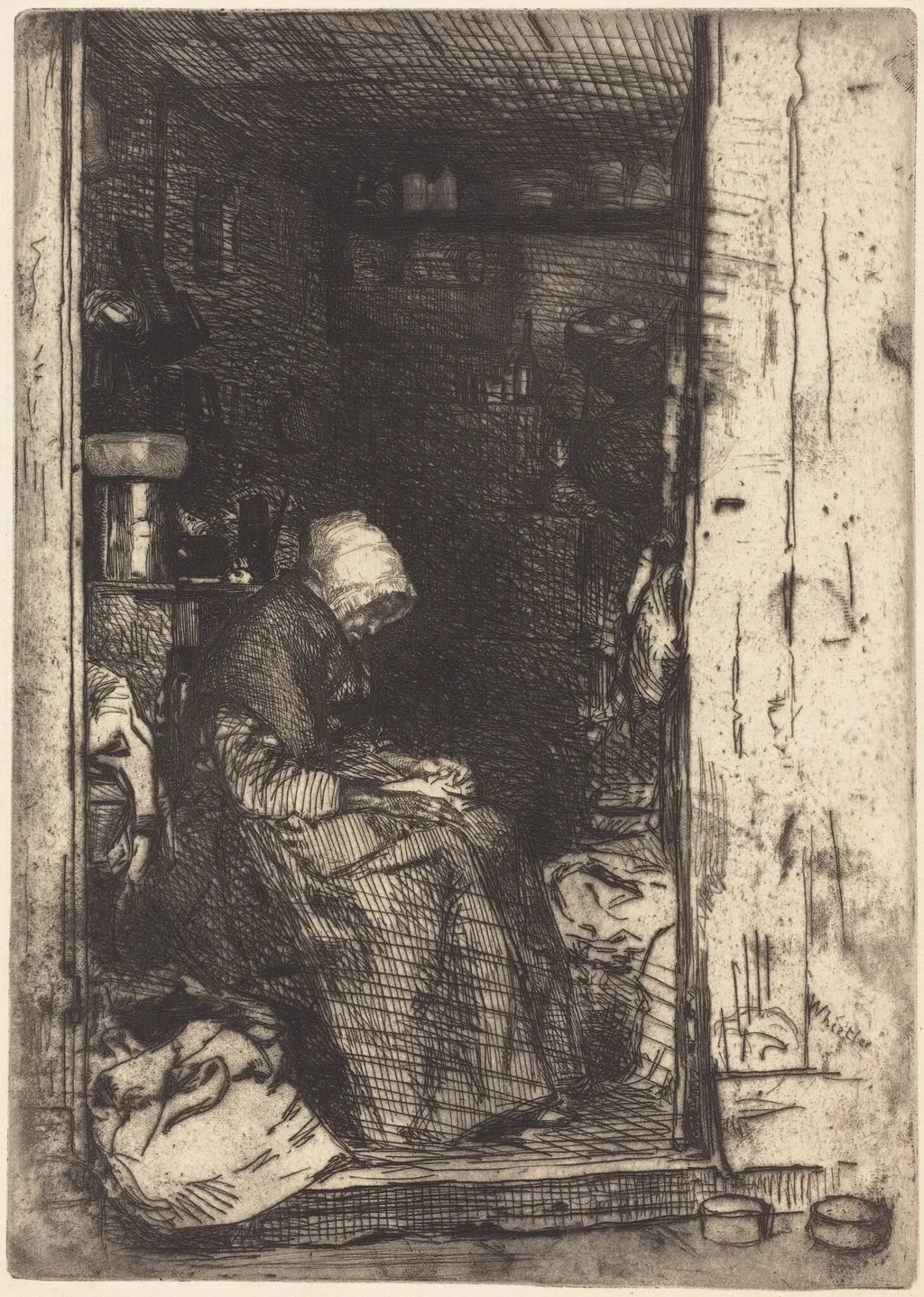 La Vieille aux Loques, by James McNeill Whistler, ink, 1858