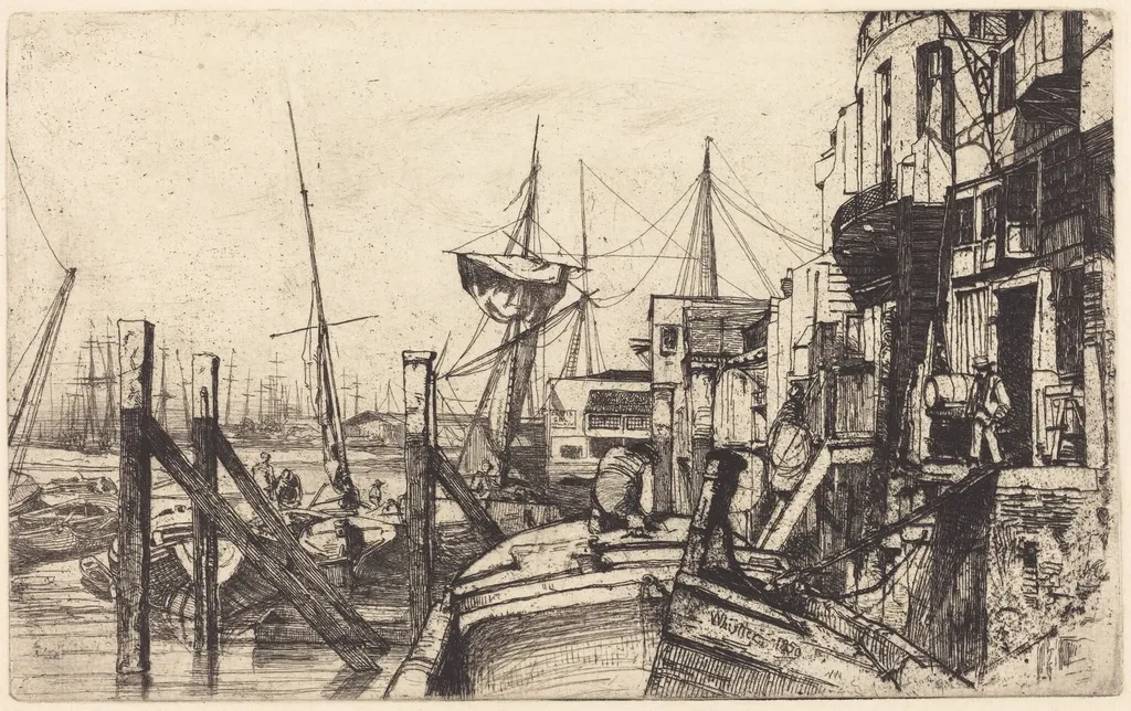 Limehouse, by James McNeill Whistler, ink, 1859