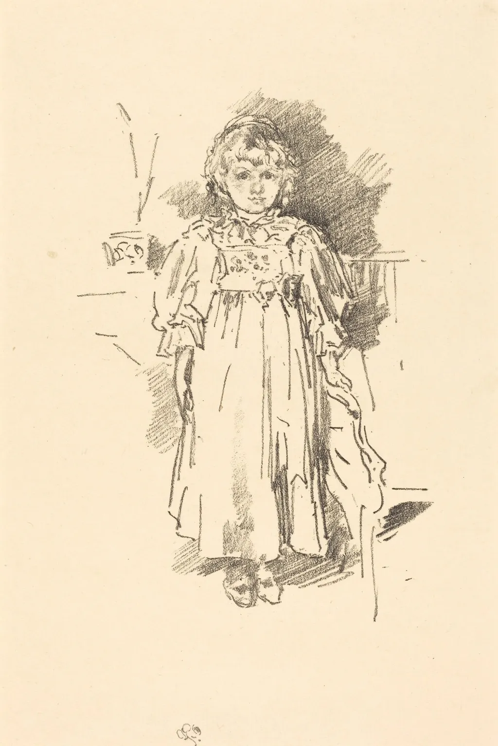 Little Evelyn, by James McNeill Whistler, ink, 1896