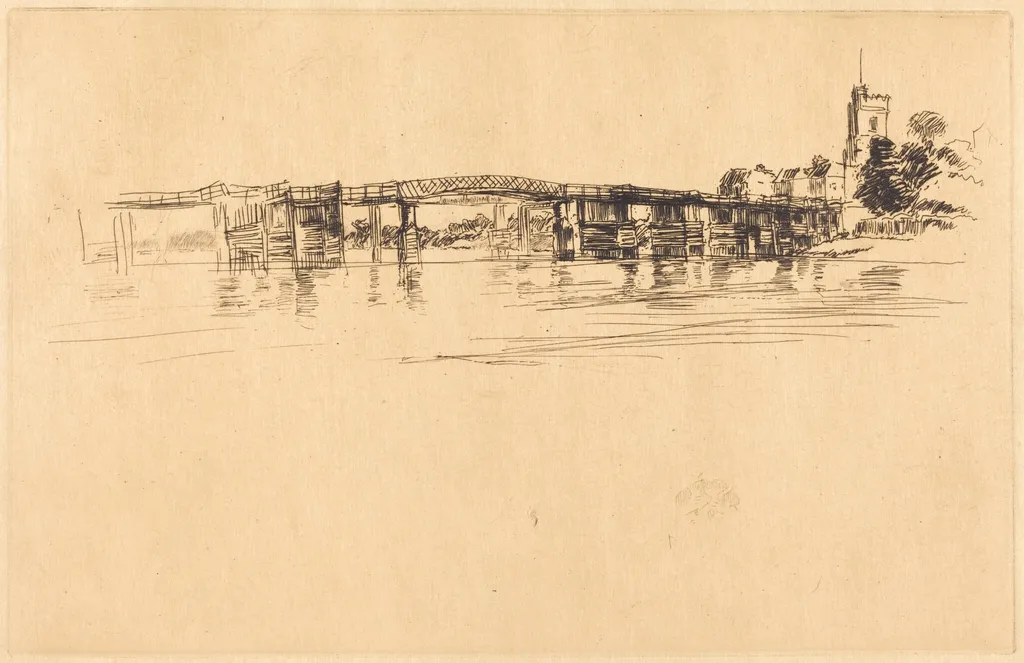 Little Putney No. 1, by James McNeill Whistler, ink, 1879