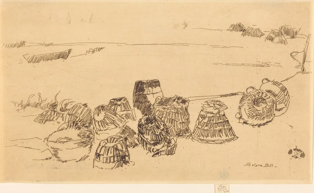 Lobster-Pots, by James McNeill Whistler, ink, 1880