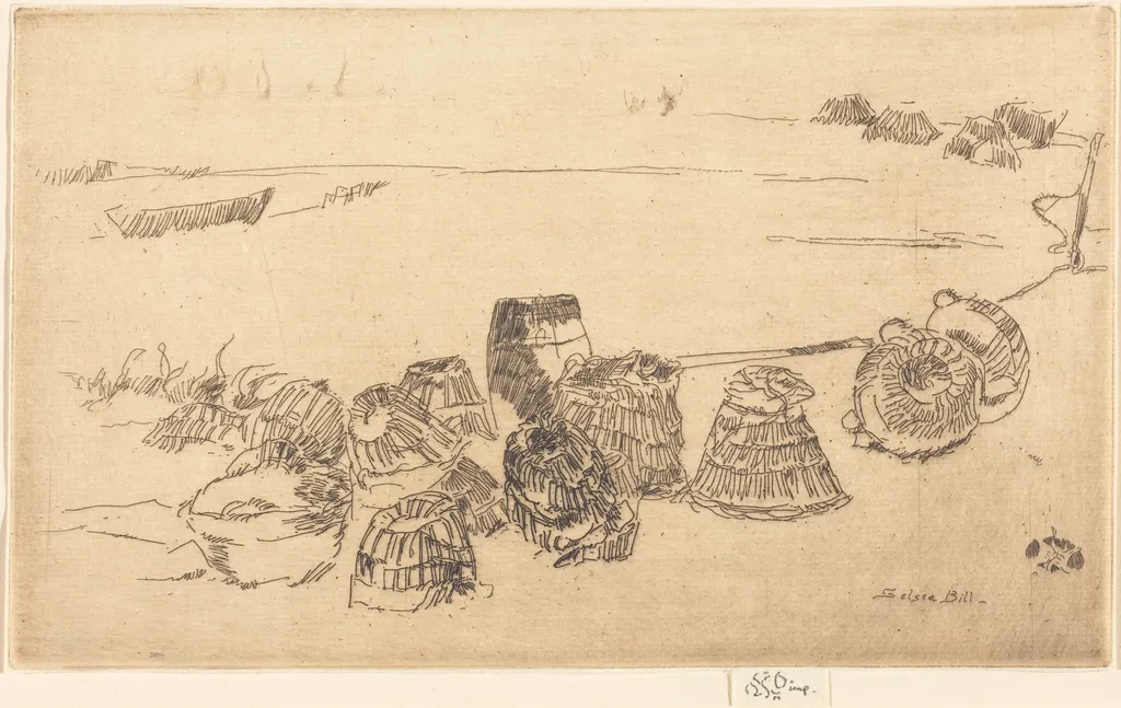 Lobster-Pots, by James McNeill Whistler, ink, 1880