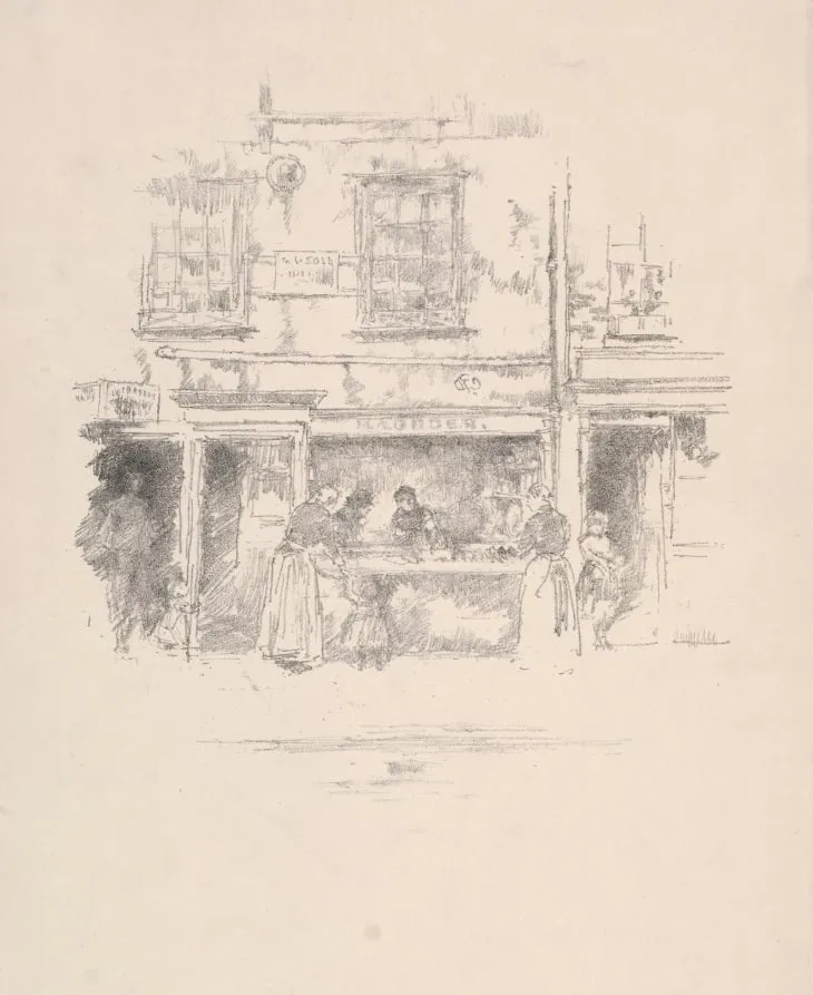 Maunder's Fish Shop, Chelsea, by James McNeill Whistler, 1890