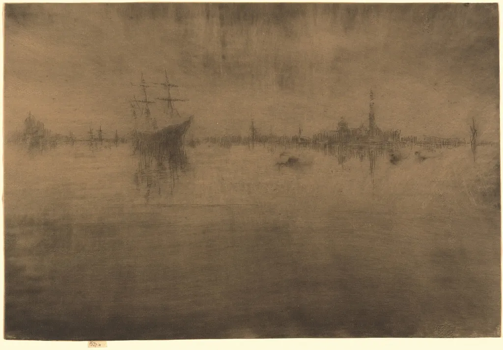 Nocturne, by James McNeill Whistler, ink, 1880