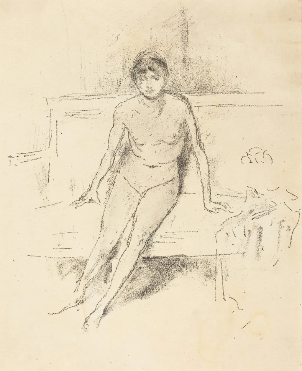 Nude Model on an Empire Sofa, by James McNeill Whistler, ink, 1893