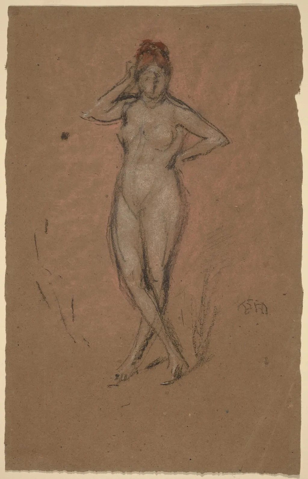 Nude Standing with Legs Crossed, by James McNeill Whistler, chalk, 1878