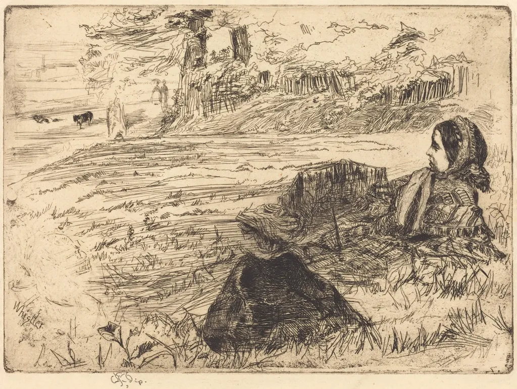 Nursemaid and Child, by James McNeill Whistler, ink, 1859