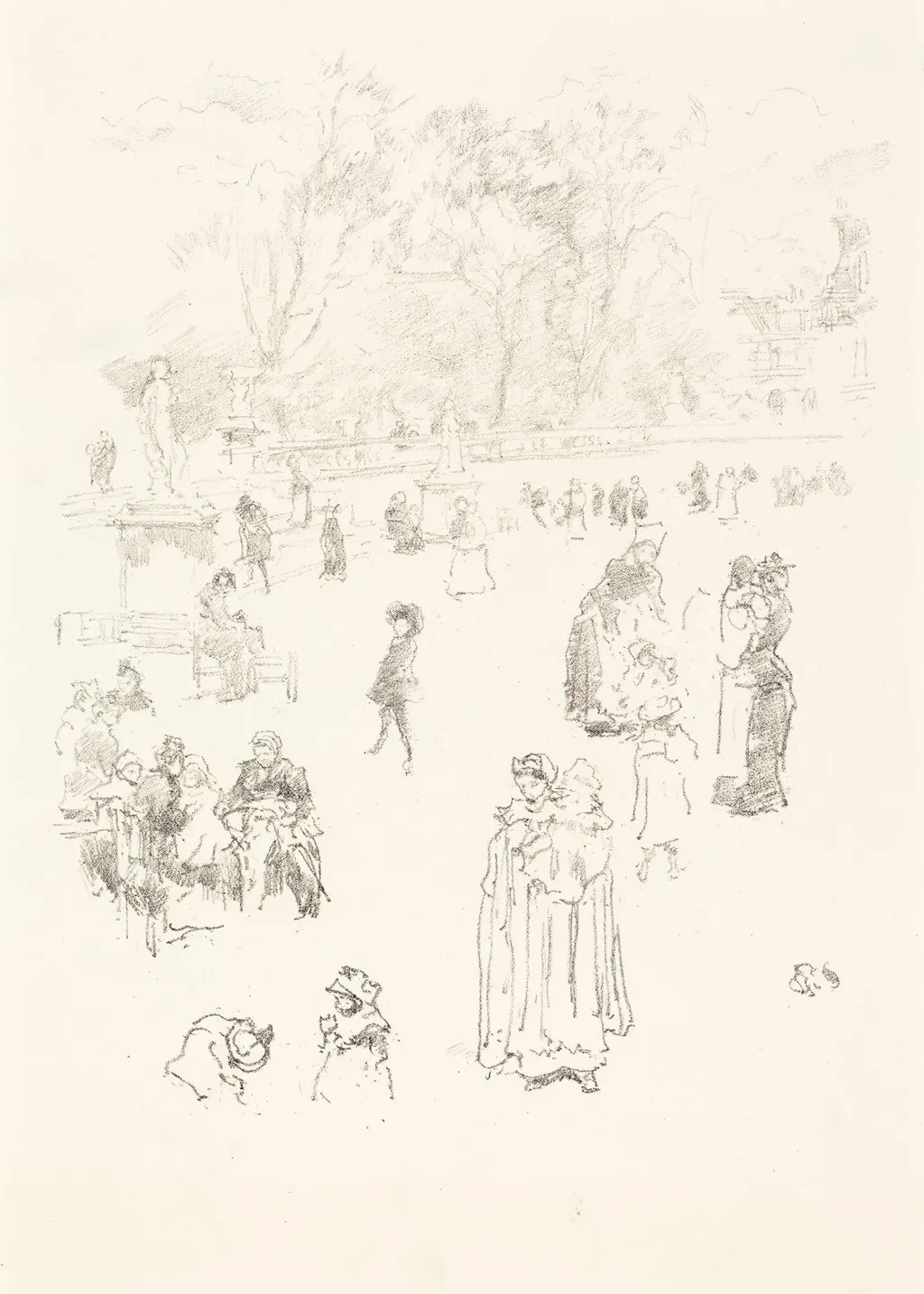 Nursemaids: "Les Bonnes du Luxembourg", by James McNeill Whistler, ink, 1894