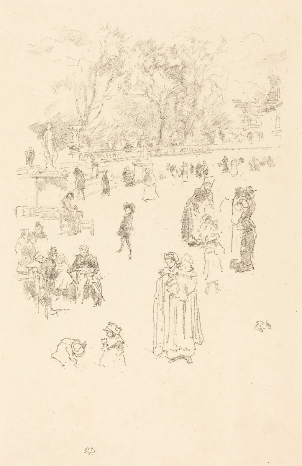 Nursemaids: "Les Bonnes du Luxembourg", by James McNeill Whistler, ink, 1894