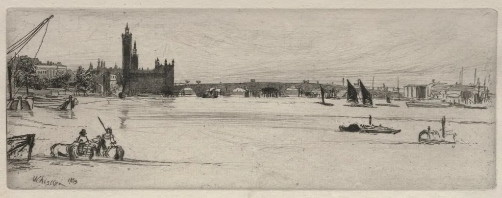 Old Westminster Bridge, by James McNeill Whistler, 1859