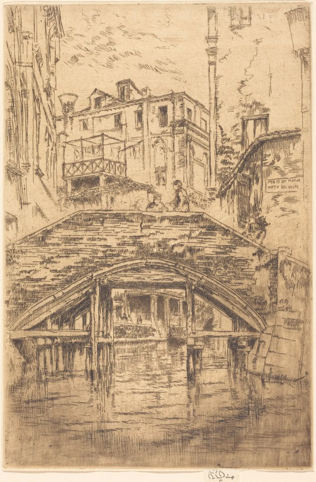 Ponte del Piovan, by James McNeill Whistler, ink, 1880
