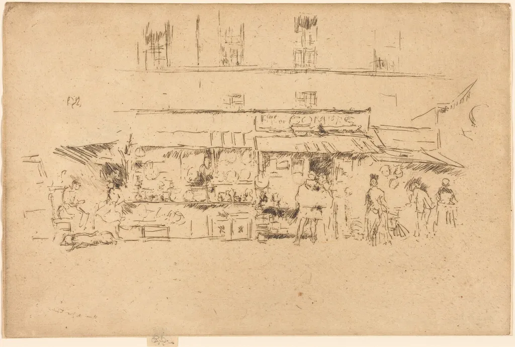 Quai de Montebello, by James McNeill Whistler, ink, 1893