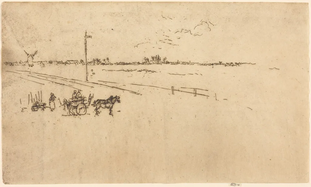 Railway Station, Voves, by James McNeill Whistler, ink, 1887