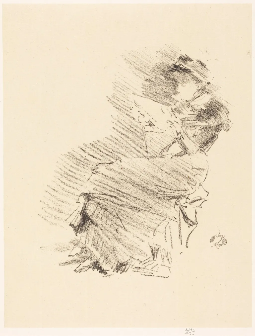 Reading, by James McNeill Whistler, ink, 1883