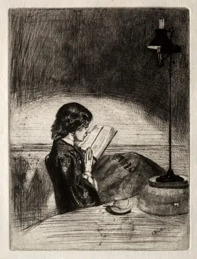 Reading by Lamplight, by James McNeill Whistler