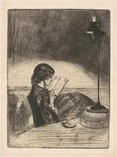 Reading by Lamplight, by James McNeill Whistler