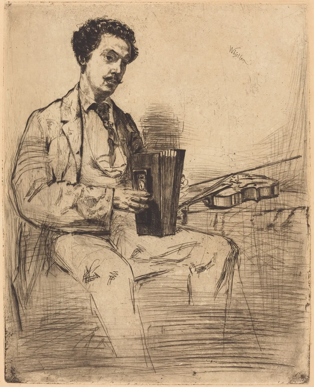 Ross Winans, by James McNeill Whistler, ink, 1861