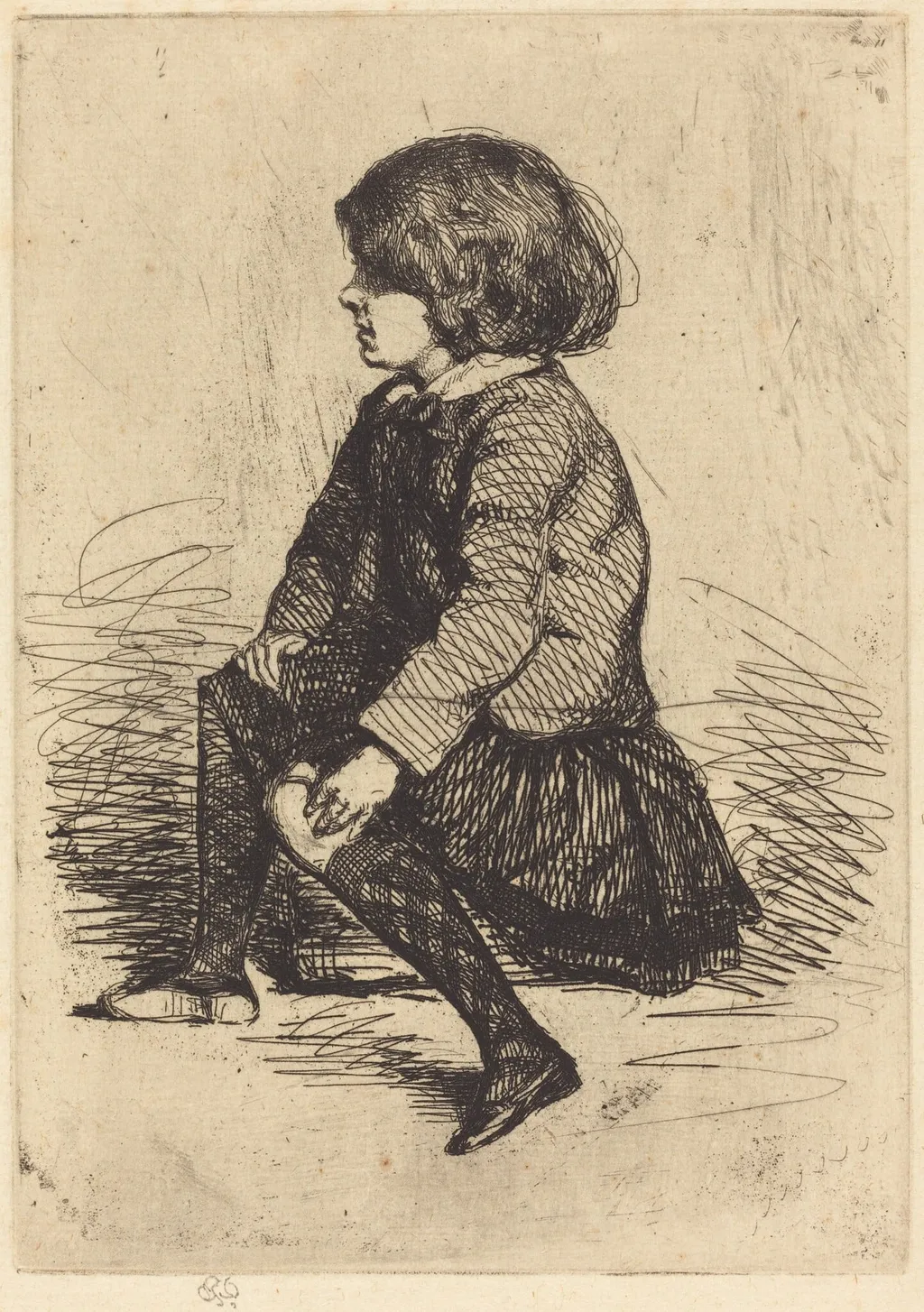 Seymour, Seated, by James McNeill Whistler, ink, 1868