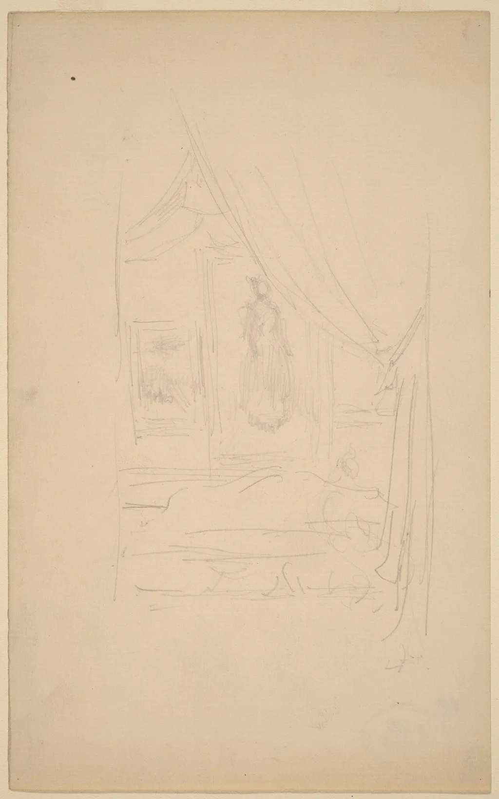 Sketch of Mrs. Godwin's Portrait when hung at the Society of British Artists, by James McNeill Whistler, graphite, 1886