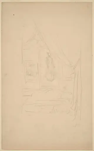 Sketch of Mrs. Godwin's Portrait when hung at the Society of British Artists, by James McNeill Whistler