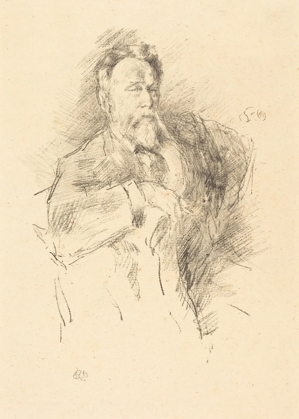 Sketch of William E. Henley, by James McNeill Whistler, ink, 1896