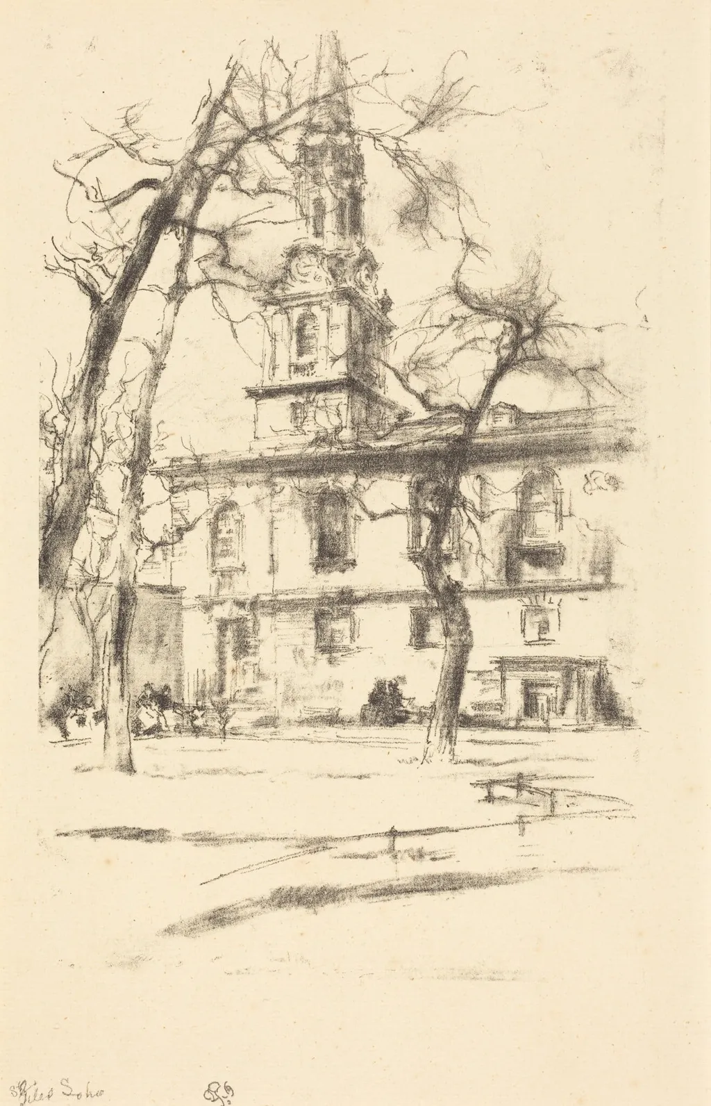 St. Giles-in-the-Fields, by James McNeill Whistler, ink, 1896