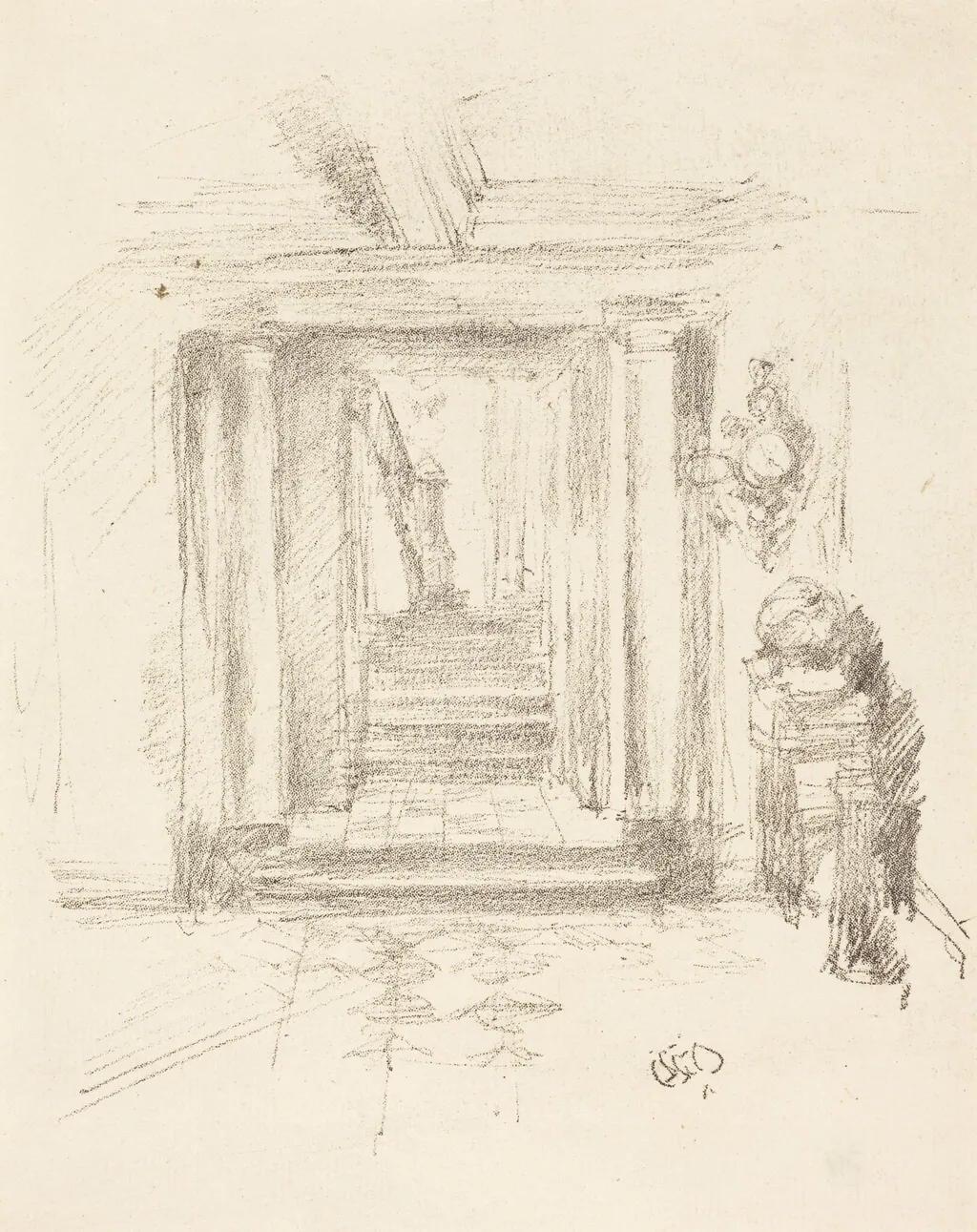 Staircase, by James McNeill Whistler, ink, 1891
