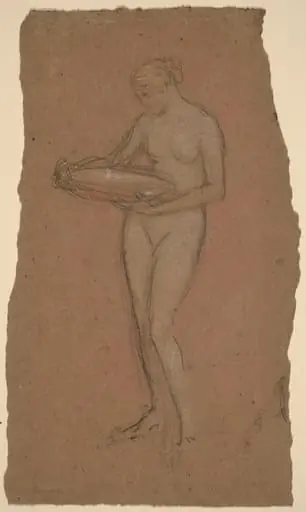 Standing Female Nude Holding a Bowl [recto], by James McNeill Whistler