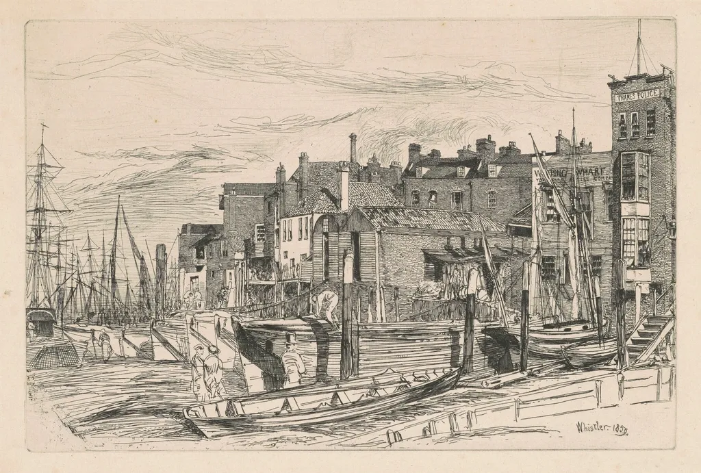 Thames Police, by James McNeill Whistler, ink, 1859