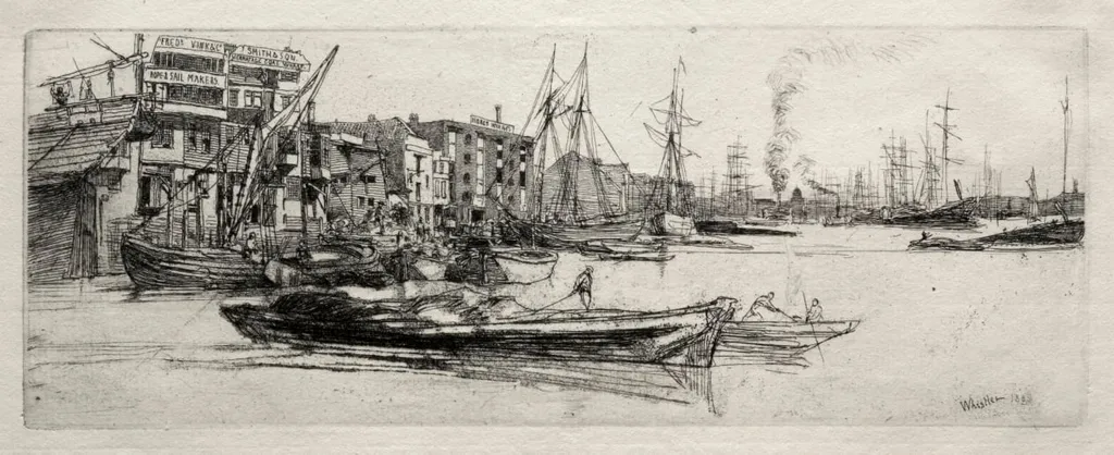 Thames Warehouse, by James McNeill Whistler, 1871