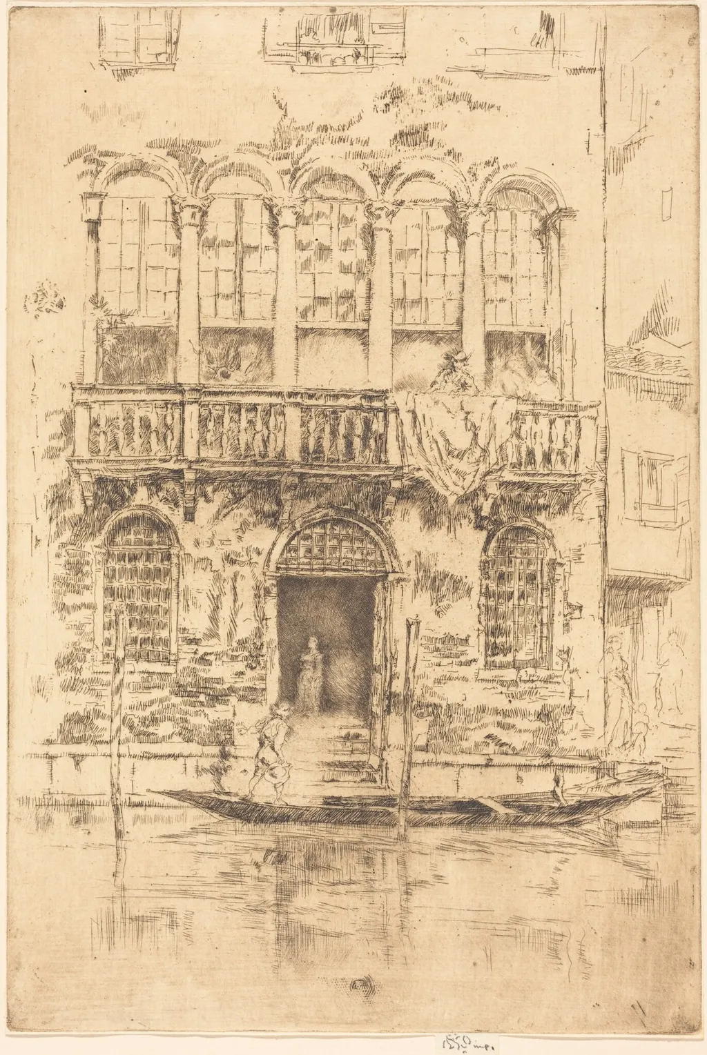 The Balcony, by James McNeill Whistler, ink, 1880