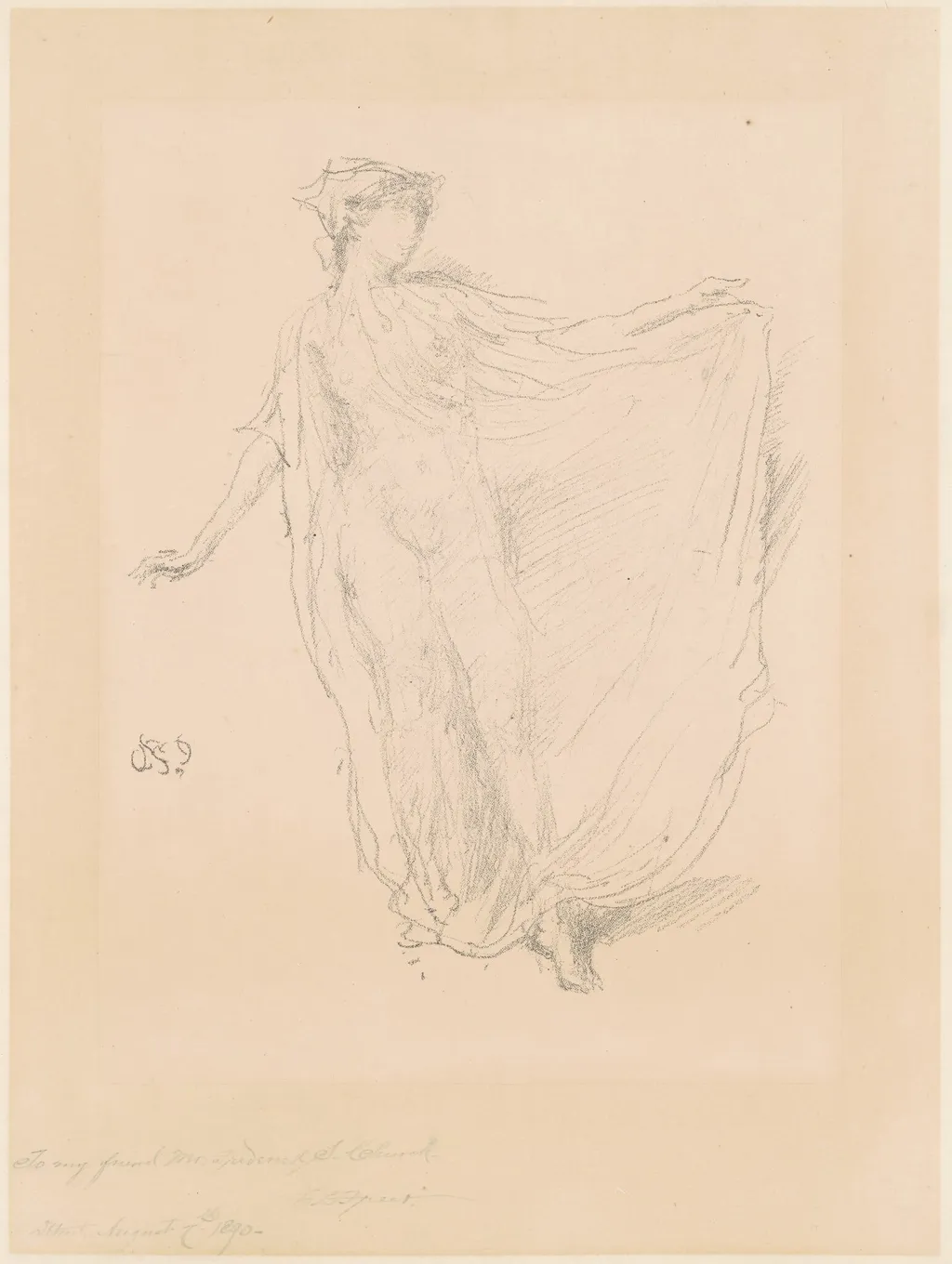 The Dancing Girl, by James McNeill Whistler, ink, 1889