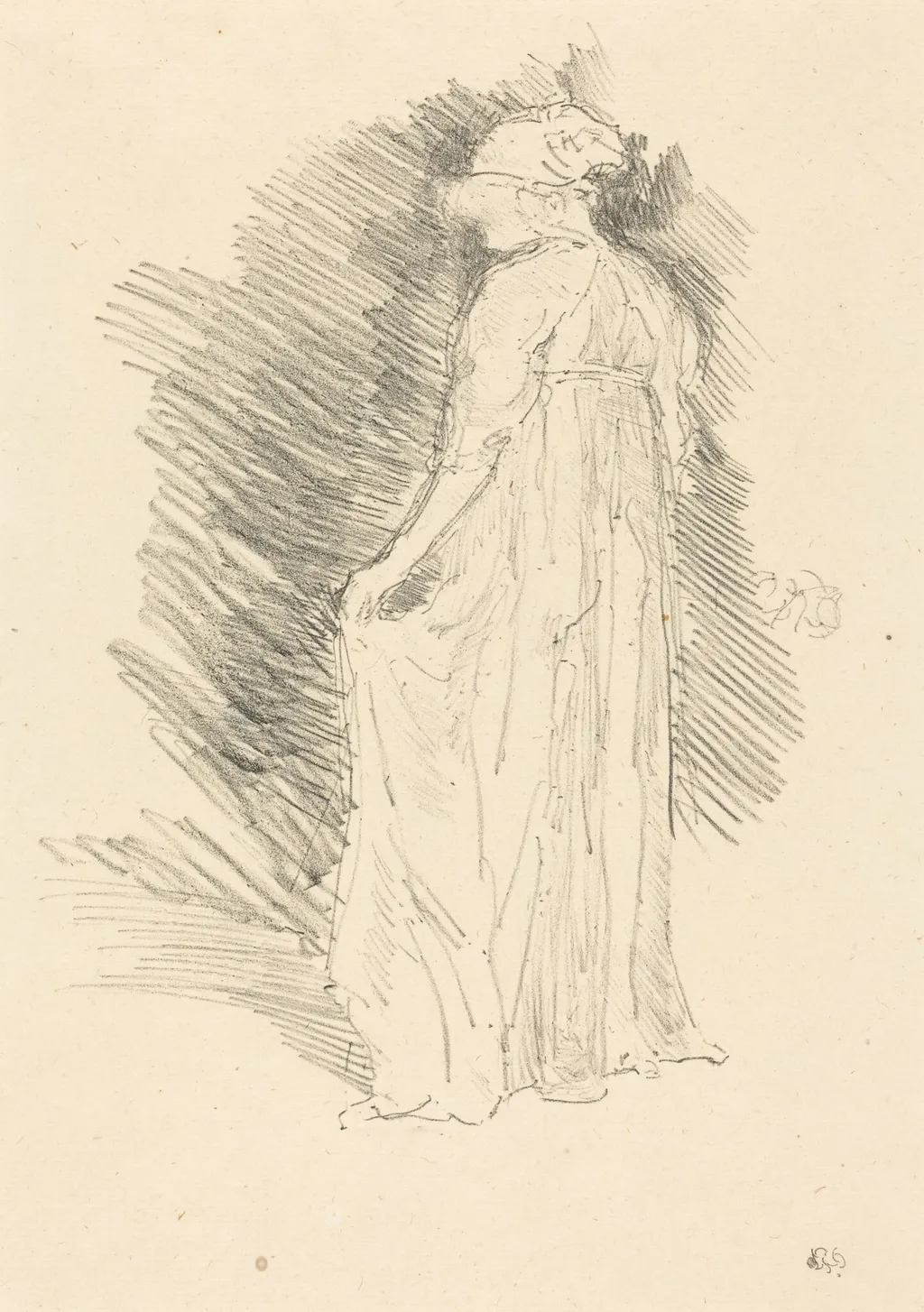 The Draped Figure, Back View, by James McNeill Whistler, ink, 1893