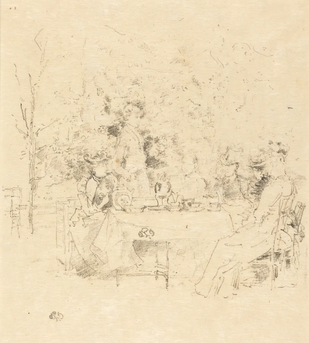 The Garden, by James McNeill Whistler, ink, 1891