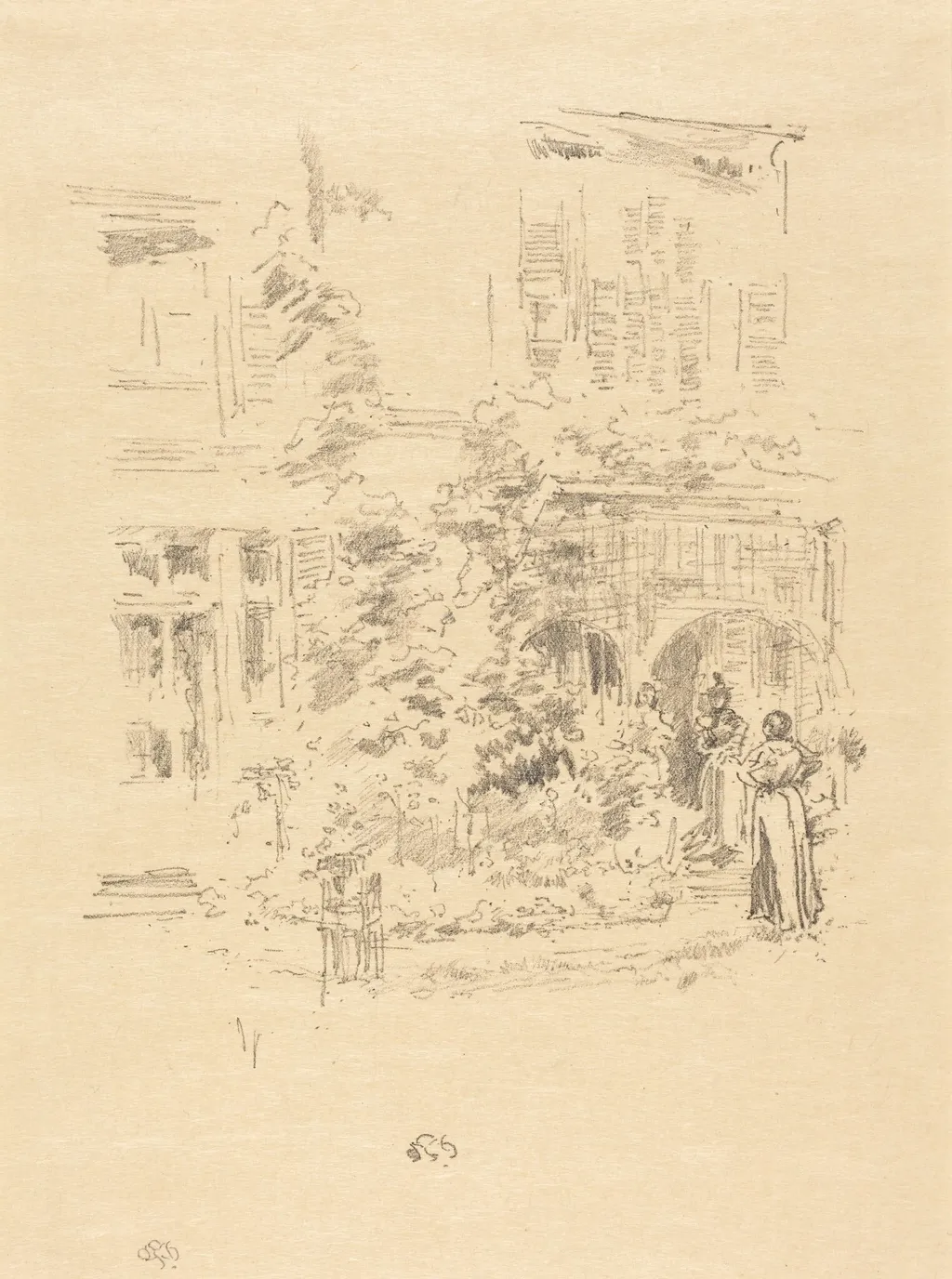 The Garden Porch, by James McNeill Whistler, ink, 1894