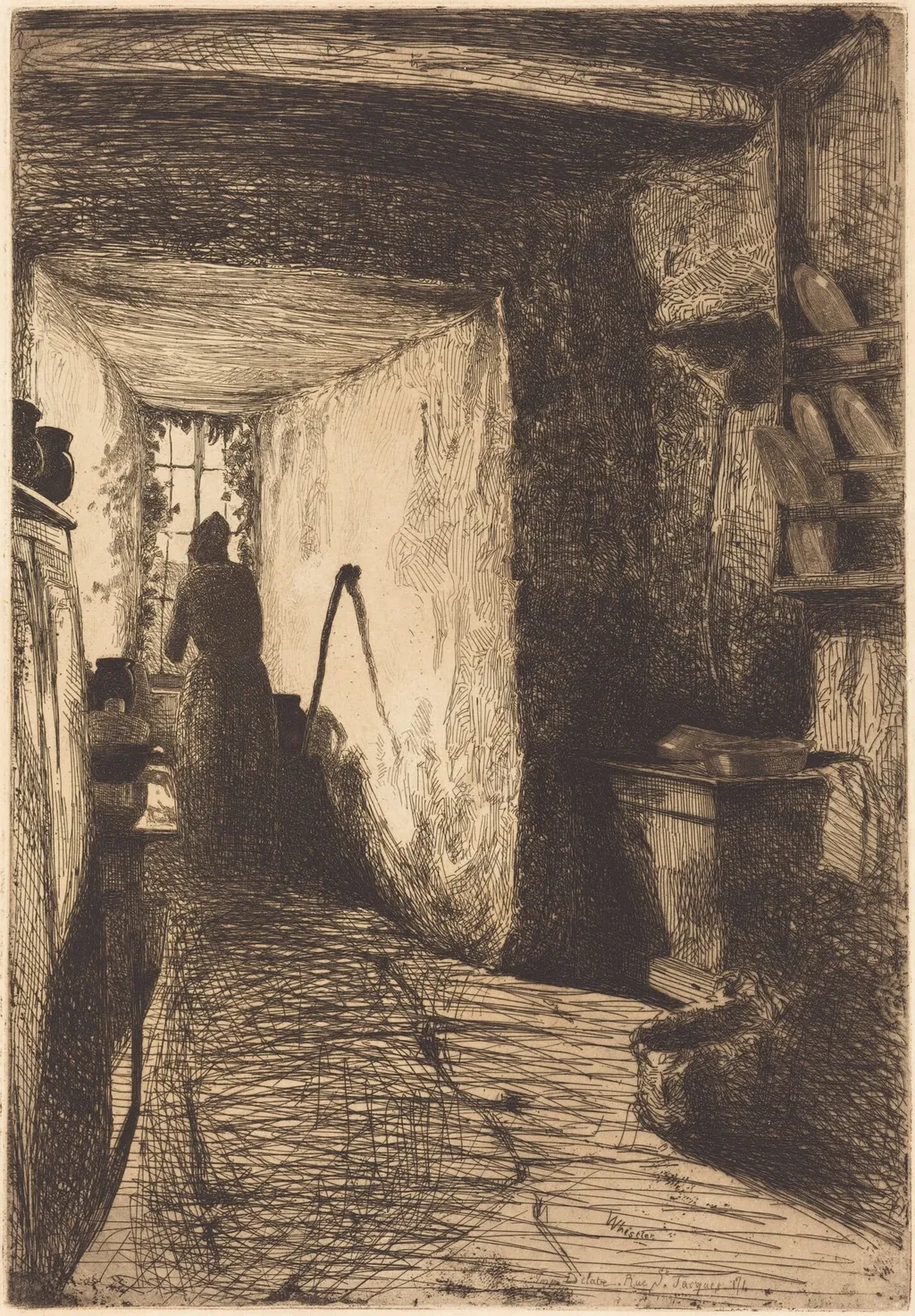 The Kitchen, by James McNeill Whistler, ink, 1858