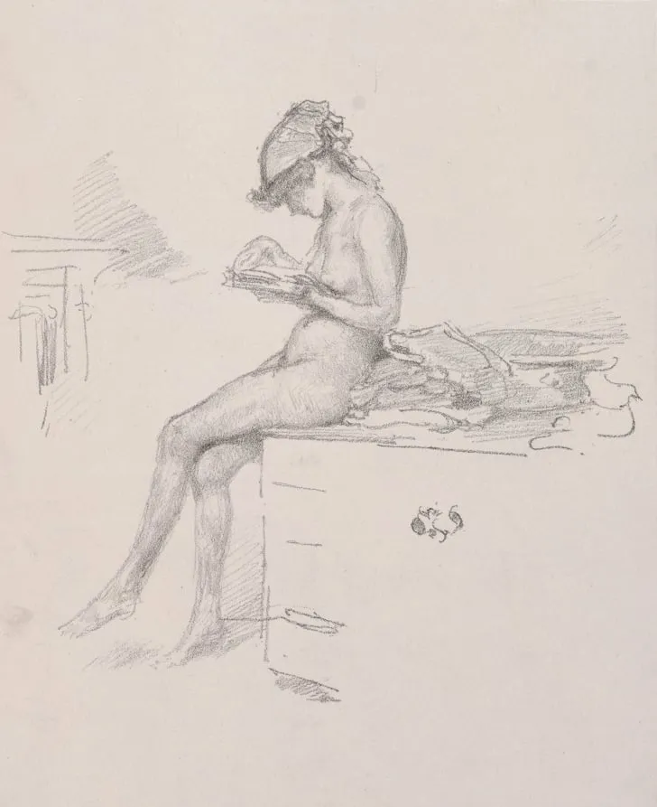 The Little Nude Model Reading, by James McNeill Whistler, 1890