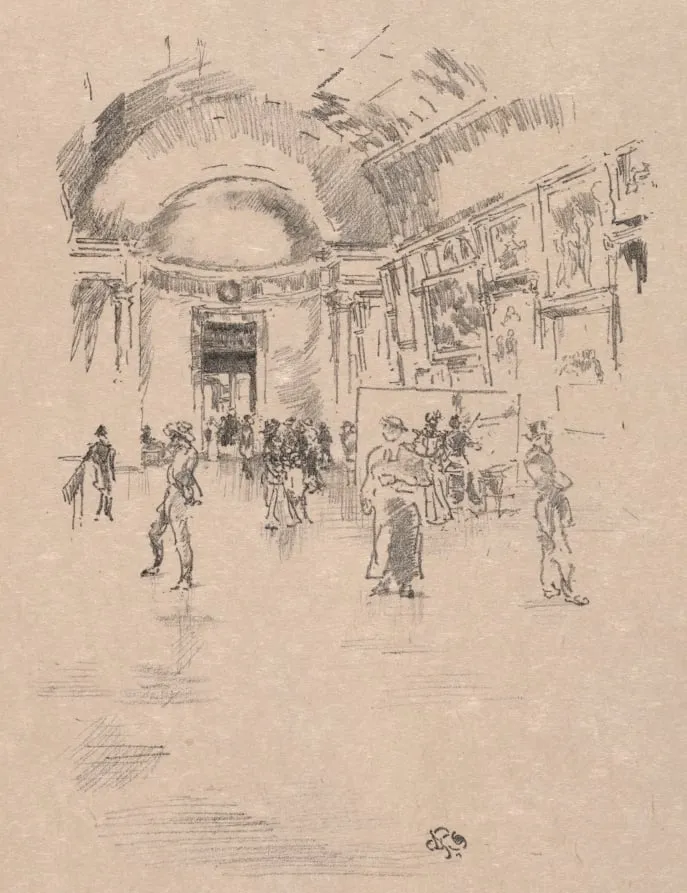 The Long Gallery, Louvre, by James McNeill Whistler, 1894